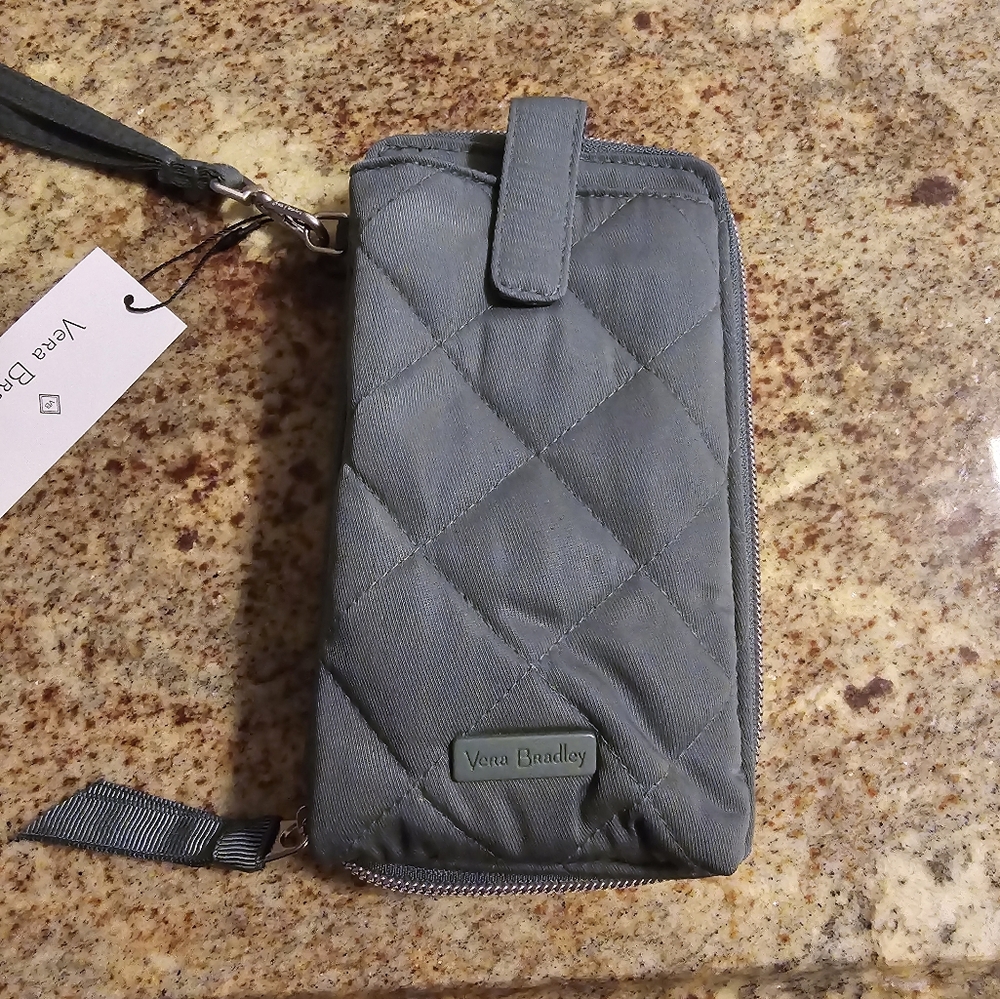Vera Bradley Quilted Slate Gray Wristlet Wallet